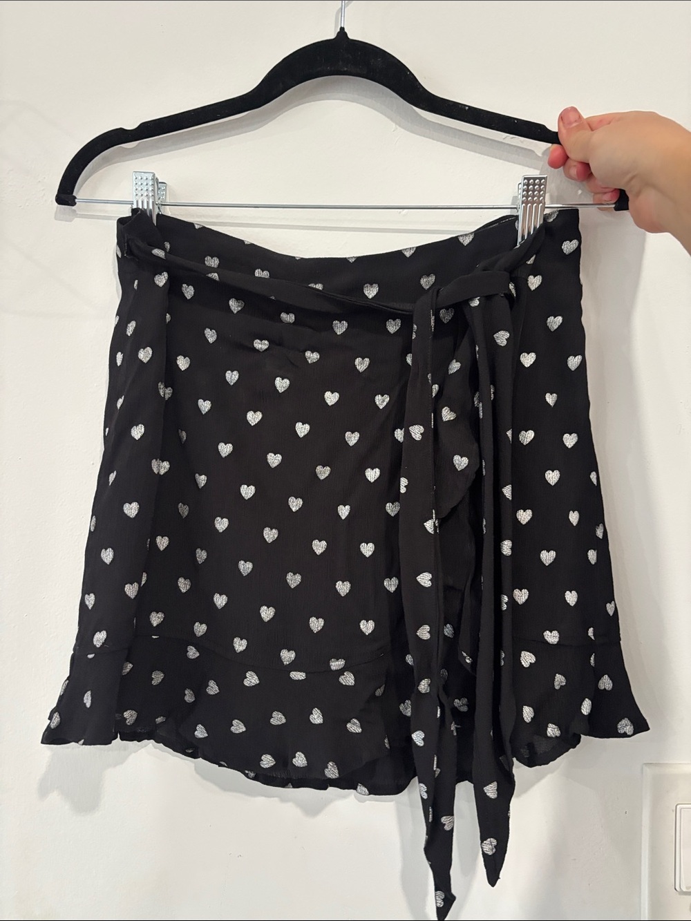 Black Heart Print Wrap Skirt - Beach Riot